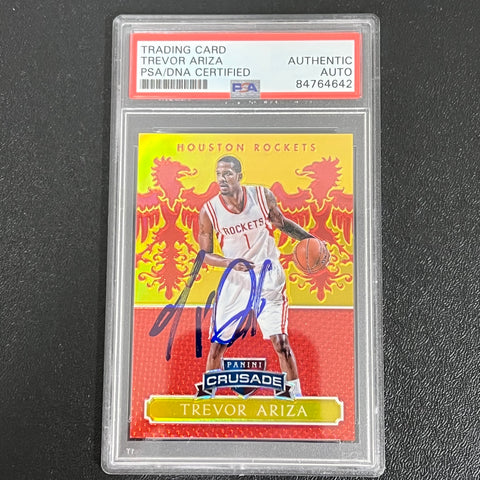 2014-15 Panini Crusade #74 Trevor Ariza Signed Card PSA 76/99 Slabbed Rockets