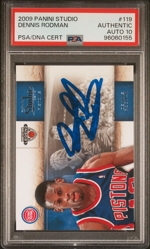 2009 Panini Studio #119 Dennis Rodman Signed Card Authentic AUTO 10 PSA Slabbed Pistons