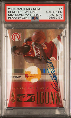 2008 Panini Absolute Memorabilia NBA Icons-Mat-Prime #7 Dominique Wilkins Signed Card AUTO 10 PSA Slabbed Hawks