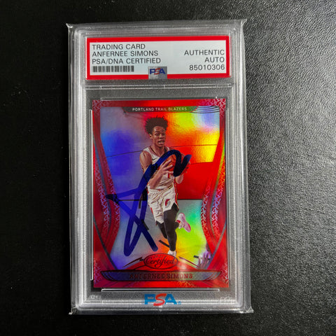 2020-21 Panini Certified #122 ANFERNEE SIMONS Signed Card AUTO PSA Slabbed Blazers