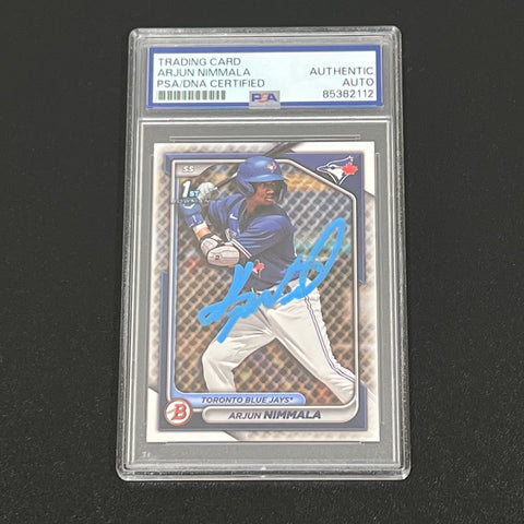 2024 Topps Chrome #BP-142 Arjun Nimmala Signed Card PSA Slabbed AUTO Blue Jays