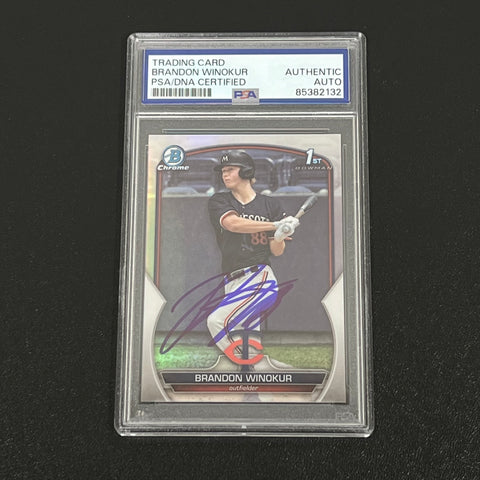 2023 Topps Bowman Chrome 1st #BDC-69 Brandon Winokur Signed Card AUTO PSA/DNA Slabbed Twins