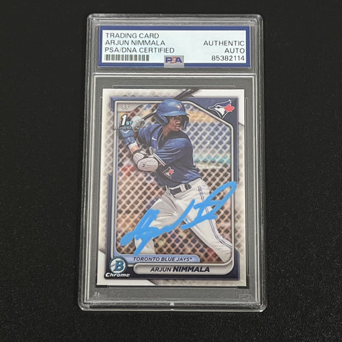 2024 Topps Chrome #BP-142 Arjun Nimmala Signed Card PSA Slabbed AUTO Blue Jays