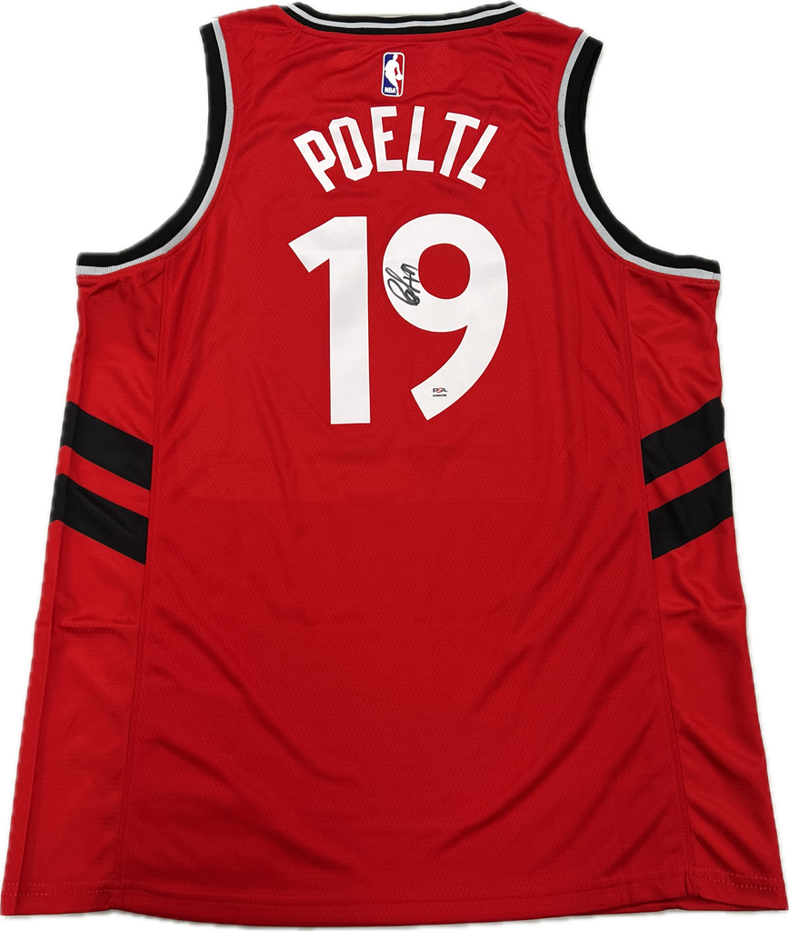 Jakob Poeltl signed jersey PSA DNA Toronto Raptors Autographed Golden State Memorabilia