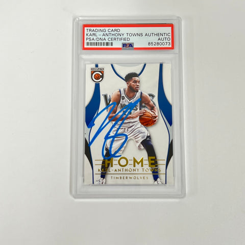 2016-17 Panini Complete #17 Karl-Anthony Towns Signed Card AUTO PSA Slabbed Timberwolves