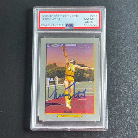 2006 Topps Turkey Red #244 JERRY WEST Signed Card NM-MT 8 Auto 10 PSA Slabbed Lakers