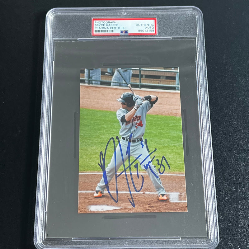 Bryce Harper signed 4x6 photo PSA/DNA Encap Philadelphia Phillies Autographed