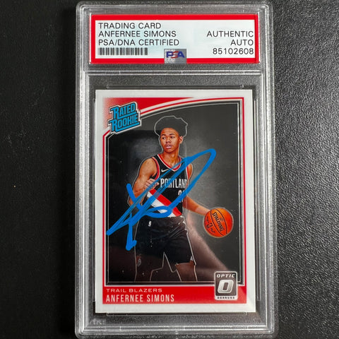 2018 Donruss Rated Rookie #186 ANFERNEE SIMONS Signed Rookie Card AUTO PSA Slabbed RC Blazers
