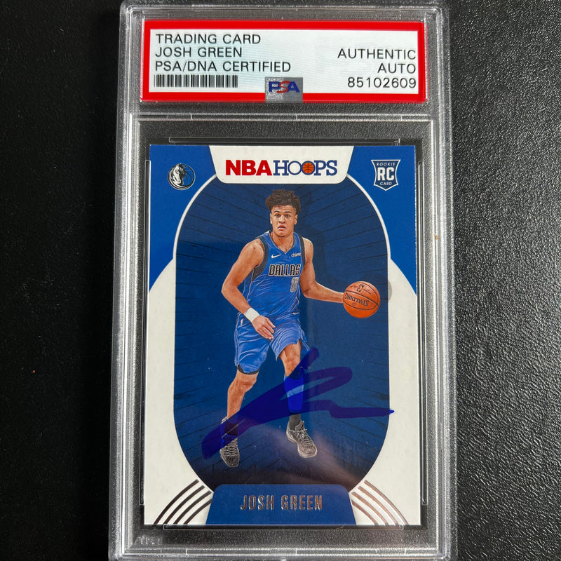 2020-21 Panini NBA Hoops #212 Josh Green Signed Card AUTO PSA Slabbed RC Mavericks