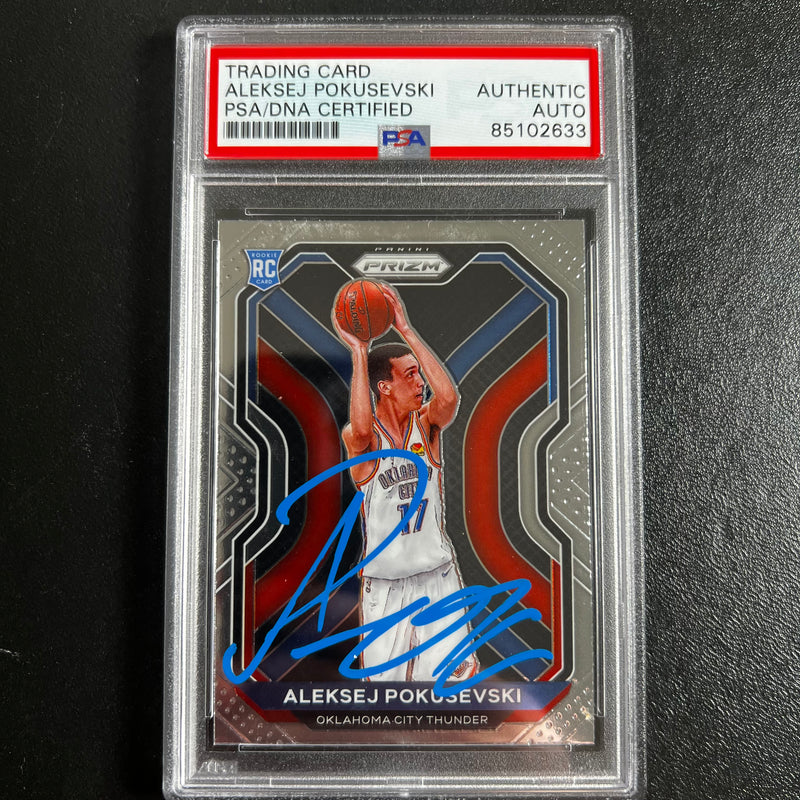 2020-21 Panini Prizm #264 Aleksej Pokusevski Signed Card AUTO PSA Slabbed RC Thunder