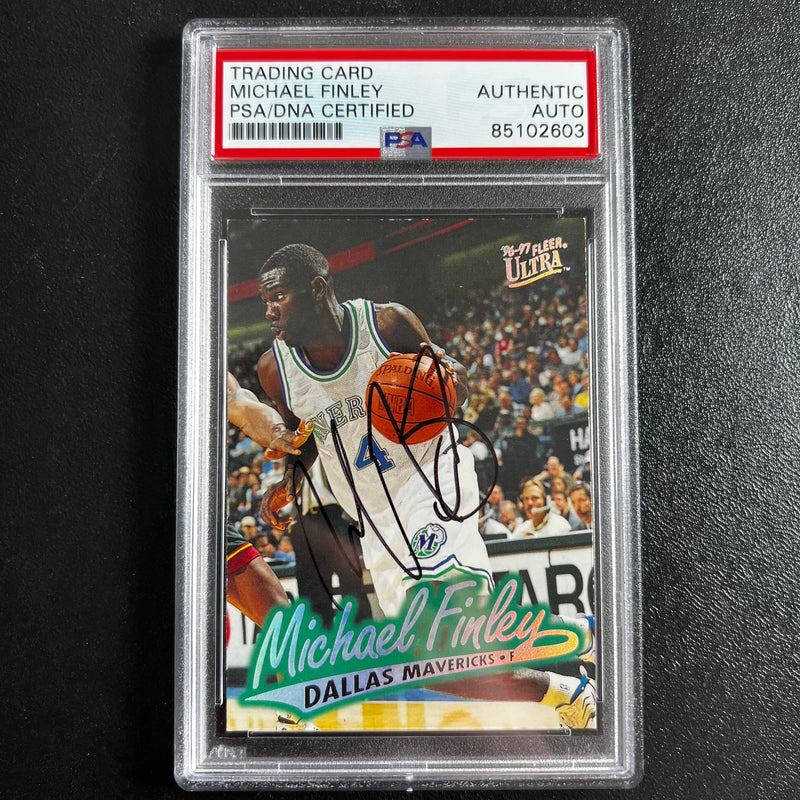 1996-97 Fleer Ultra #168 Michael Finley signed card PSA/DNA Dallas Mavericks Slabbed