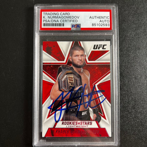 2021 Panini Chronicles Rookies & Stars #81 Khabib Nurmangomedov Signed Card AUTO PSA Slabbed