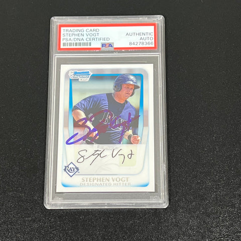 2011 1st Bowman Chrome #8 Stephen Vogt Signed Card PSA Slabbed AUTO Rays