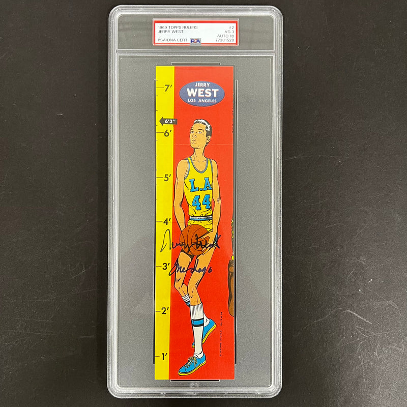 1969 Topps Rulers Jerry West signed PSA/DNA Encapsulated VG 3 Auto 10 Lakers Autographed