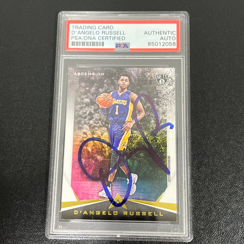 2017-18 Panini Ascension #25 D'Angelo Russell Signed Card AUTO PSA Slabbed Nets