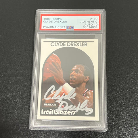 1989 NBA Properties #190 Clyde Drexler Signed Card AUTO PSA Slabbed Trail Blazers