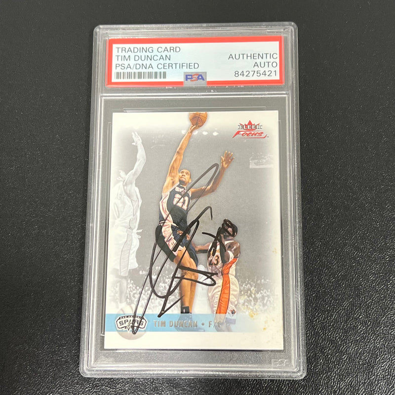 2010 Fleer Focus #1 Tim Duncan Signed Card PSA Slabbed AUTO Spurs