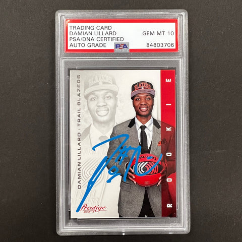 2012-13 Panini Prestige #214 Damian Lillard Signed Card AUTO 10 PSA Slabbed Trail Blazers RC