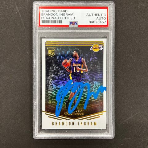 2016-17 Panini Studio #76 Brandon Ingram Signed Card AUTO PSA Slabbed Lakers