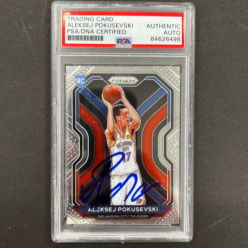 2020-21 Panini Prizm #264 Aleksej Pokusevski Signed Card AUTO PSA Slabbed RC Thunder