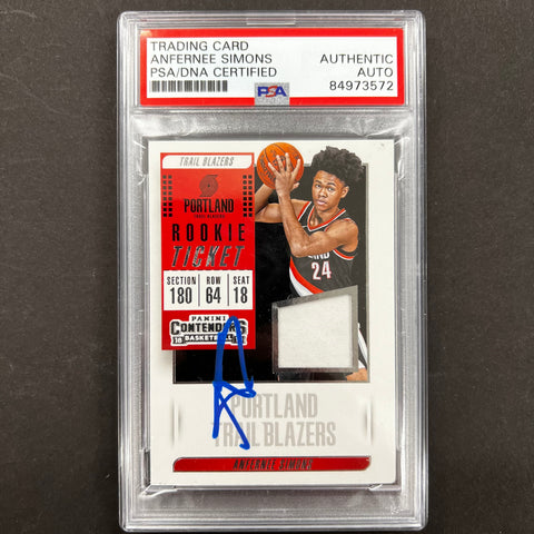 2018-19 Panini Contenders #RT-ASM ANFERNEE SIMONS Signed Rookie Card AUTO PSA Slabbed RC Blazers