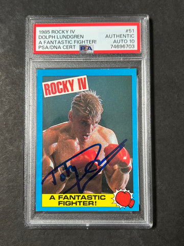 1985 Topps Rocky IV #51 Signed Card Dolph Lundgren PSA Auto 10 Ivan Drago