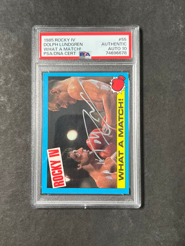 1985 Topps Rocky IV #55 Signed Card Dolph Lundgren PSA Auto 10 Ivan Drago