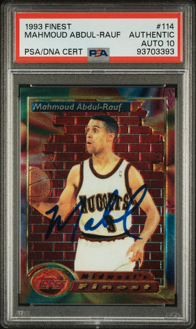 1993 Finest #114 Mahmoud Abdul-Rauf Signed Card Authentic AUTO 10 PSA/DNA Slabbed Nuggets