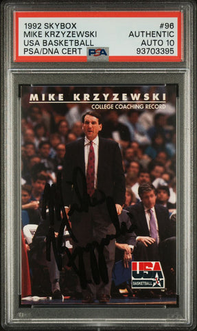 1992 Skybox #96 Mike Krzyzewski Signed Card Authentic AUTO 10 PSA Slabbed USA