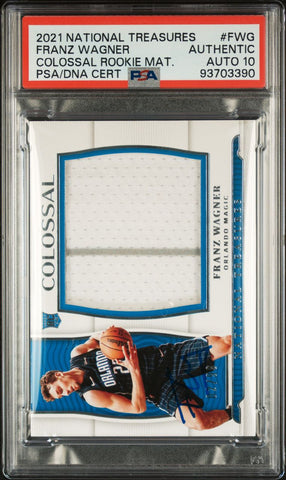 2021 National Treasures Colossal Jumbo Mat. #FWG Franz Wagner Signed Card Authentic AUTO 10 PSA Slabbed RC