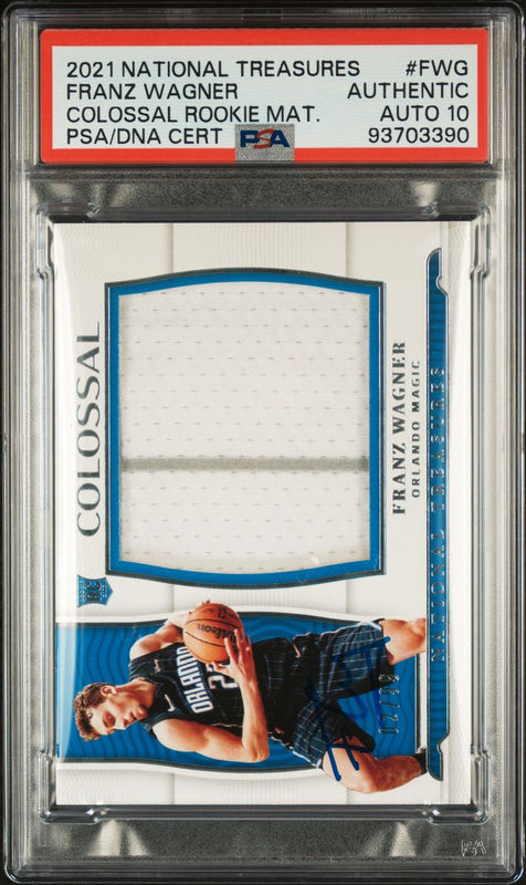 2021 National Treasures Colossal Jumbo Mat. #FWG Franz Wagner Signed Card Authentic AUTO 10 PSA Slabbed RC