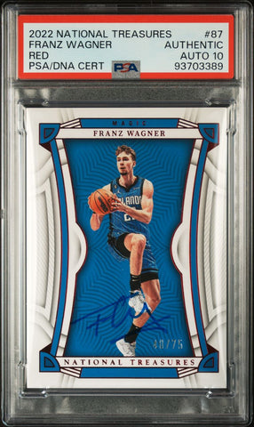 2022 National Treasures #87 Franz Wagner RED Signed Card Authentic AUTO 10 PSA/DNA Slabbed Magic