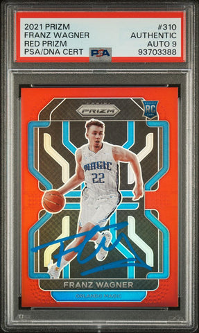 2021 Prizm #310 Franz Wagner Signed Card Red Prizm Authentic AUTO 9 PSA Slabbed Magic