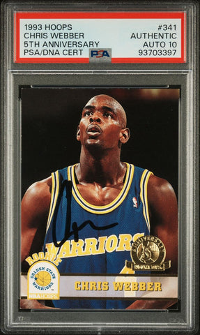 1993 Hoops 5th Anniversary #34 Chris Webber Signed Card Authentic AUTO 10 PSA Slabbed Warriors