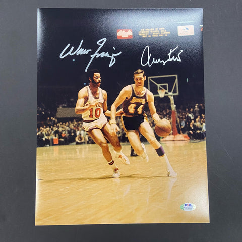 Jerry West and Walt Frazier signed 11x14 photo PSA/DNA Los Angeles Lakers Autographed