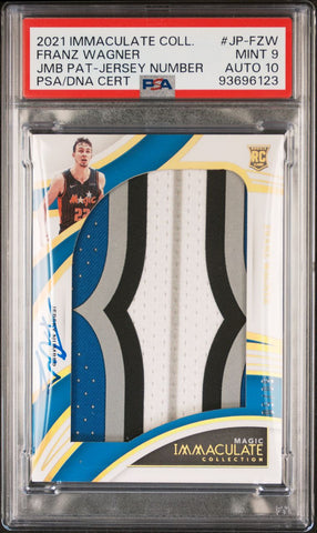 2021 Immaculate JMB Pat-Jersey Number #JP-FZW Franz Wagner Signed NM-MT 9 AUTO 10 PSA Slabbed Magic