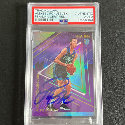 2020-21 Panini Recon #156 Aleksej Pokusevski Signed Card AUTO PSA Slabbed RC Thunder