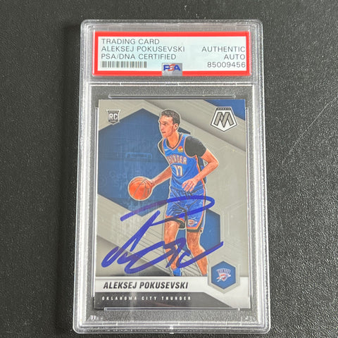 2020-21 Panini Mosaic #226 Aleksej Pokusevski Signed Card AUTO PSA Slabbed RC Thunder