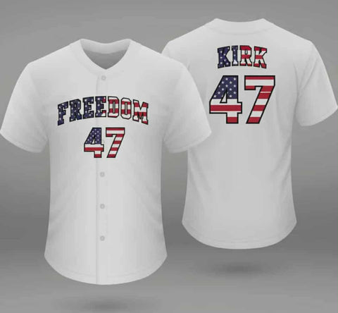 Charlie Kirk Freedom USA Jersey Baseball #47 Shirt