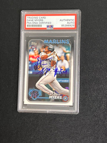 2024 Topps Series One RC #188 Dane Myers Signed Card PSA/DNA Slabbed AUTO Marlins