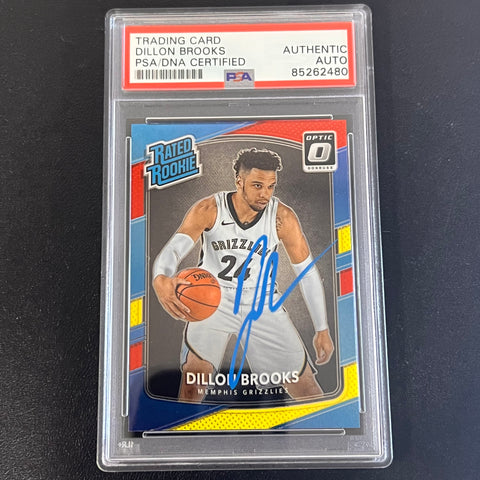 2017-18 Optic Donruss Rated Rookie #152 Dillon Brooks Signed Card AUTO PSA Slabbed Grizzlies