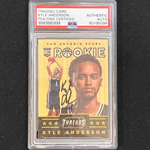 2014-15 Panini Threads #371 Kyle Anderson Signed Rookie Card AUTO PSA/DNA Slabbed RC Spurs