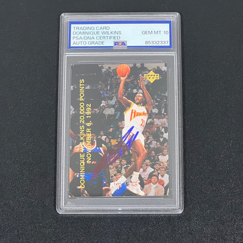 1993 Upper Deck Dominique Wilkins Signed Card Gem Mt 10 PSA Slabbed Hawks