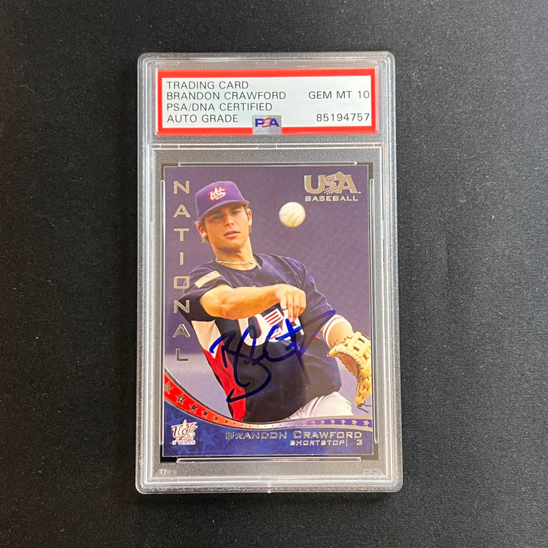 2007 USA Baseball #2 Brandon Crawford signed card PSA Auto 10 Slabbed RC Giants