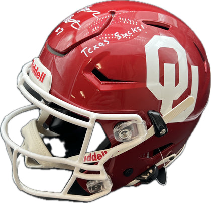 Spencer Rattler Signed Full Size Riddell Helmet PSA/DNA Oklahoma Sooners Autographed "Texas Sucks"