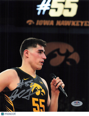 Luka Garza Iowa Hawkeyes Signed Basketball 8x10 Photo PSA