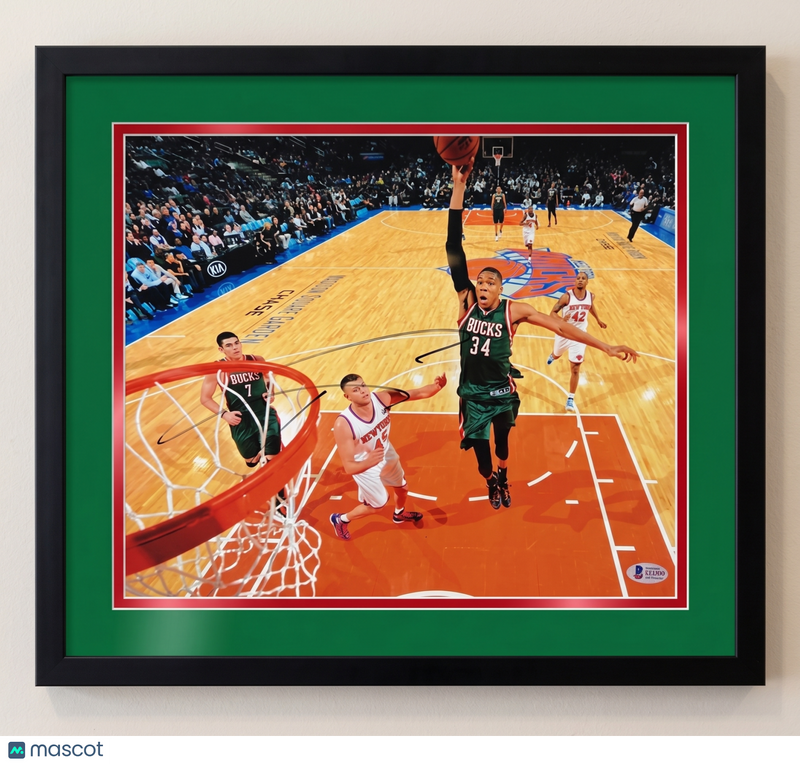Giannis Antetokounmpo Milwaukee Bucks Signed 11x14 Custom Framed Photo BAS