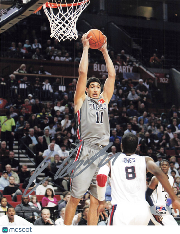 Enes Kanter Turkey National Basketball Team Signed Basketball 8x10 Photo PSA