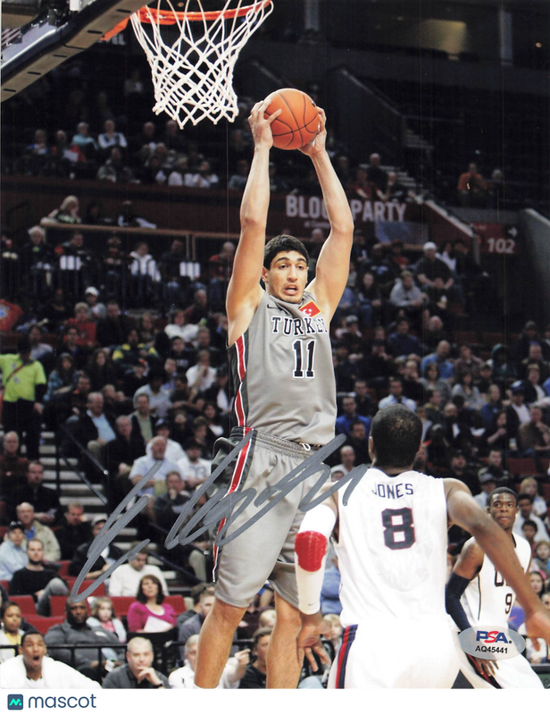 Enes Kanter Turkey National Basketball Team Signed Basketball 8x10 Photo PSA