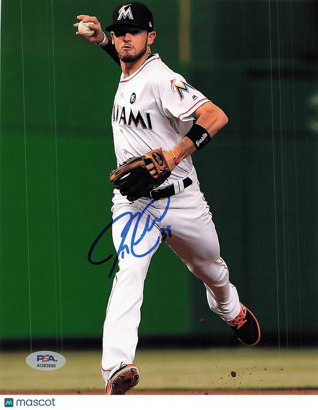 J.T. Riddle Miami Marlins Signed 8x10 Photo PSA